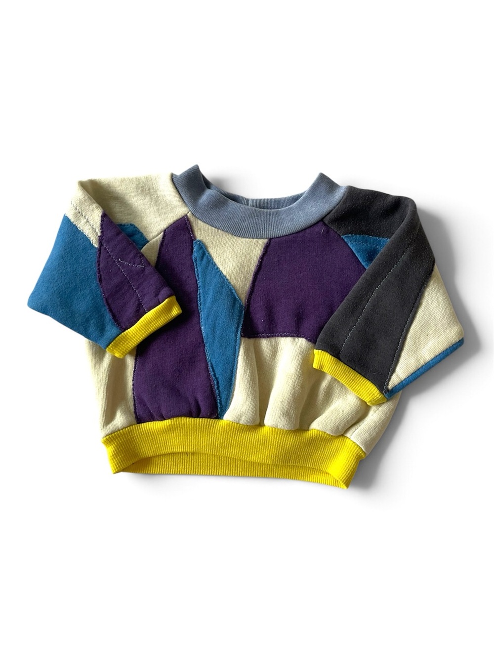 HANDMADE Vintage 80s 90s Geometric Streetwear Patchwork Sweatshirt Cotton